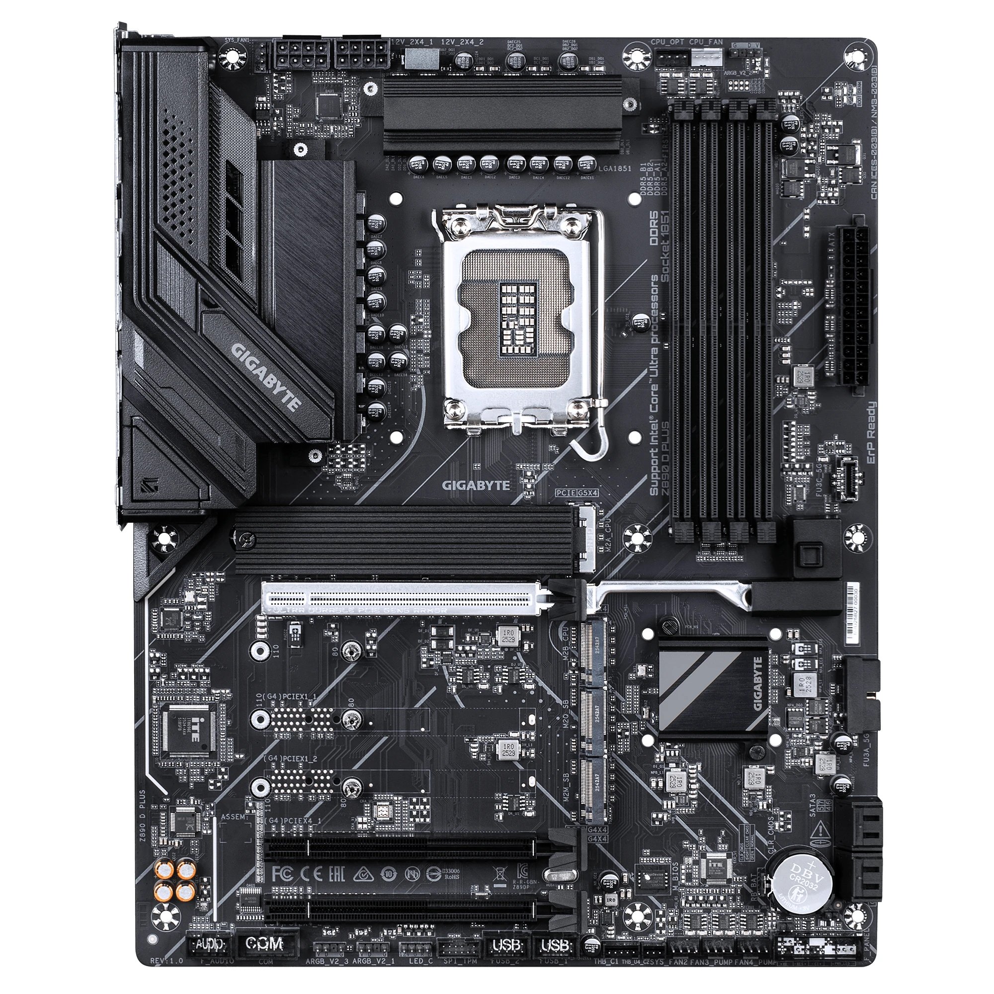 Gigabyte - Placa base Z890 D PLUS para procesadores Intel Core Ultra Serie 2, con VRM 12+1+2 fases, soporte DDR5 hasta 9466 MHz y ranuras M.2 PCIe 5.0 y 4.0