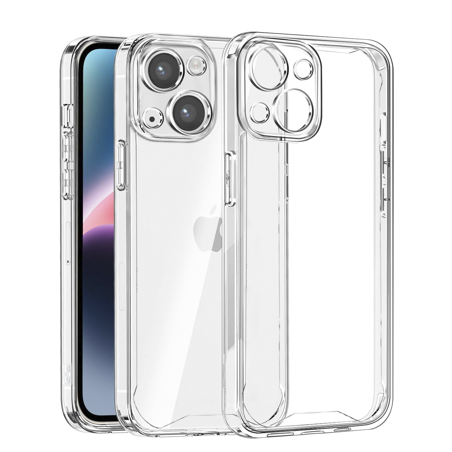 DAM Carcasa transparente Armour antichoque con bordes reforzados y protección de cámaras para iPhone 14 7,43x1,06x14,95 Cm. Color: Transparente