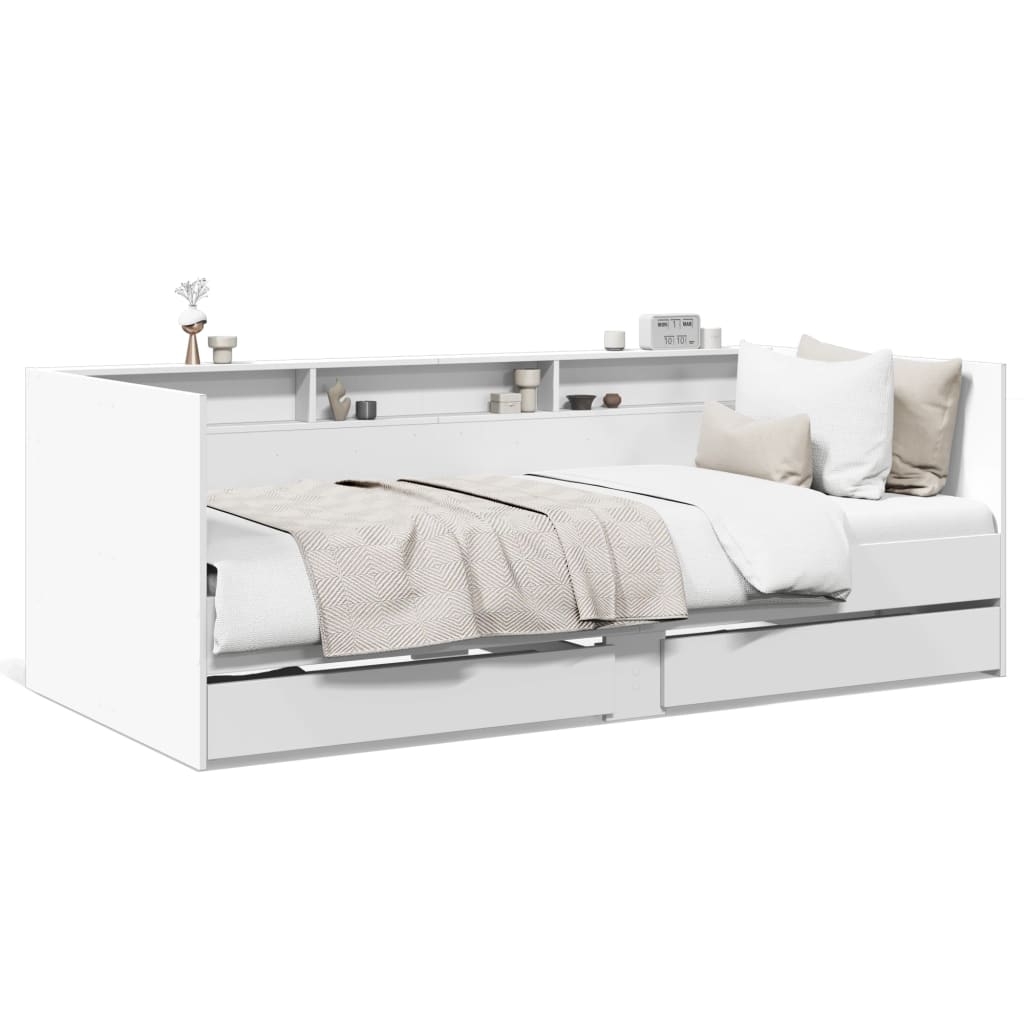vidaXL Sofá cama con cajones sin colchón blanco 90x190 cm