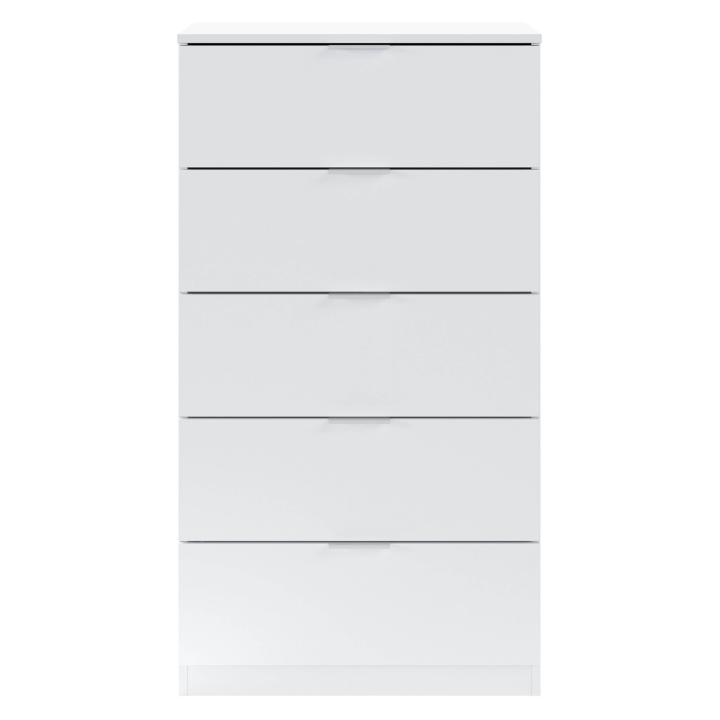 MOBELCENTER - Cómoda 5 Cajones Blanco Artik, Melamina de 16 mm, Fácil Montaje, Medidas 60x40x110 cm (1513)