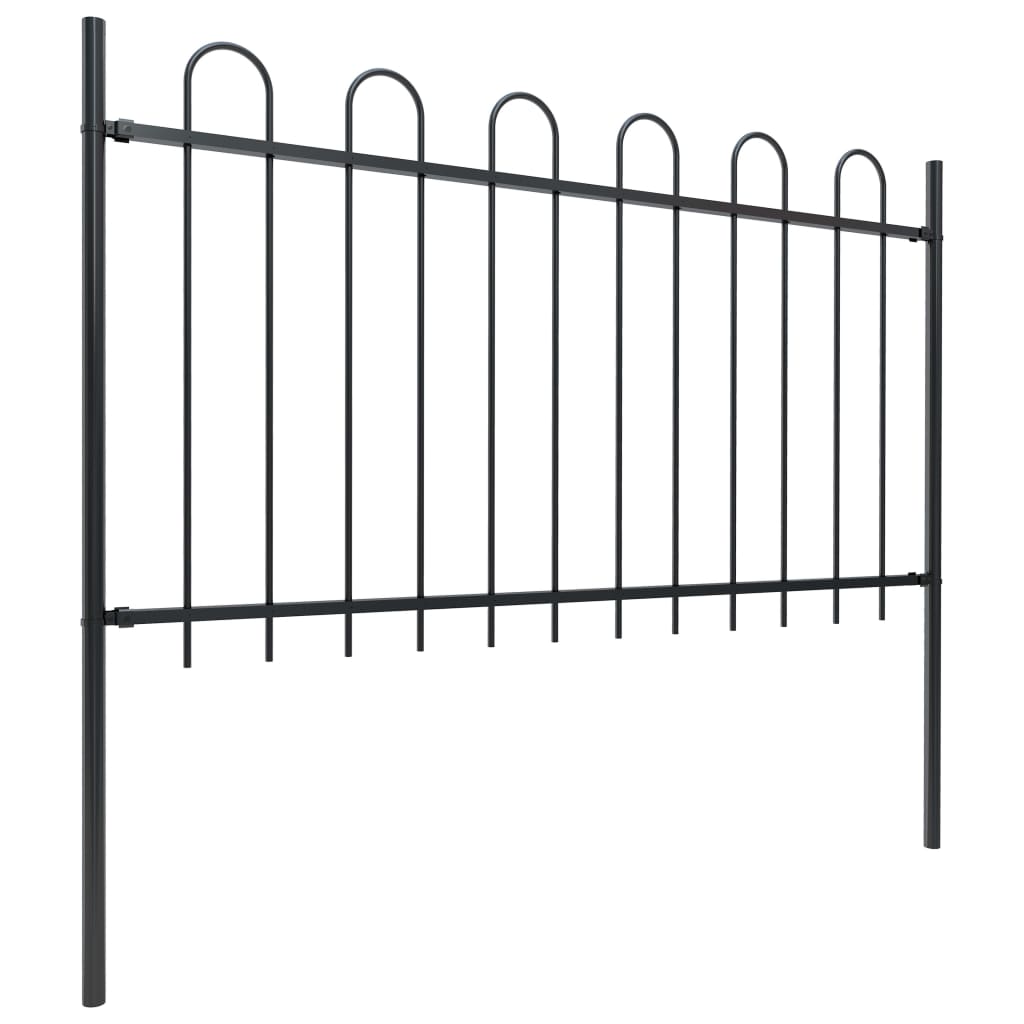 Vidaxl Valla de Jardín con Puntas de Aro de Acero Negro 1.7m