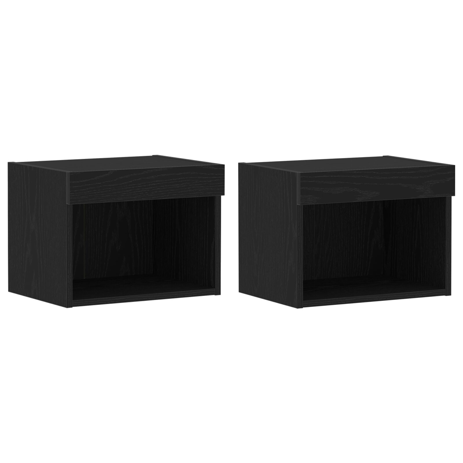 Gabinetes de pared vidaXL con luces LED 2 pcs Roble Negro 40x30x30 cm
