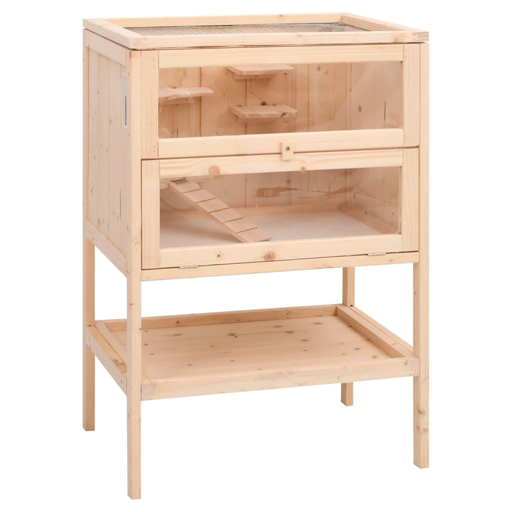 vidaXL Jaula para hámster madera maciza abeto 55x40x80 cm