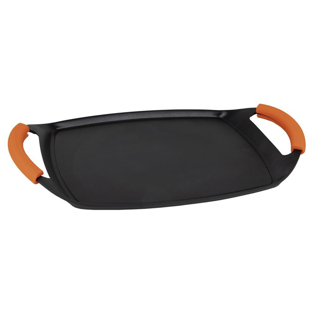 Plancha de Asar de Inducción de Aluminio Fundido | Revestimiento Antiadherente Premium | Gran Formato Ovalado 47x28 cm | Asas de Silicona Termoaislante | Para Cocina y Barbacoas de Exterior