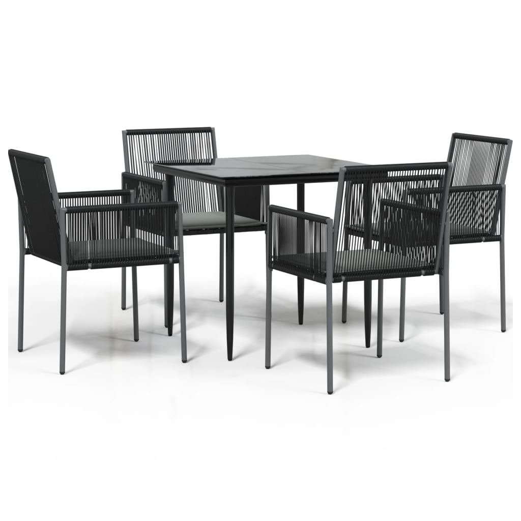 vidaXL Set comedor jardín 5 pzas y cojines acero ratán sintético negro