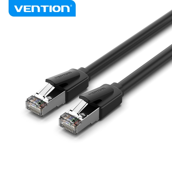 Vention cable ethernet cat8 - 40gbps - 2000mhz - baja latencia - conectores niquelados - blindaje doble - alta durabilidad - color negro
