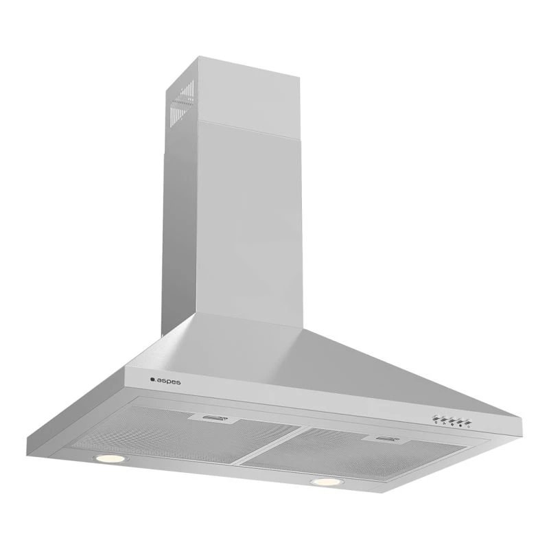 Campana Decorativa Piramidal ASPES ACPP601AIX 60cm 623,2 m3/h Clase A Inox  | 66dB, Niveles Extracción 2