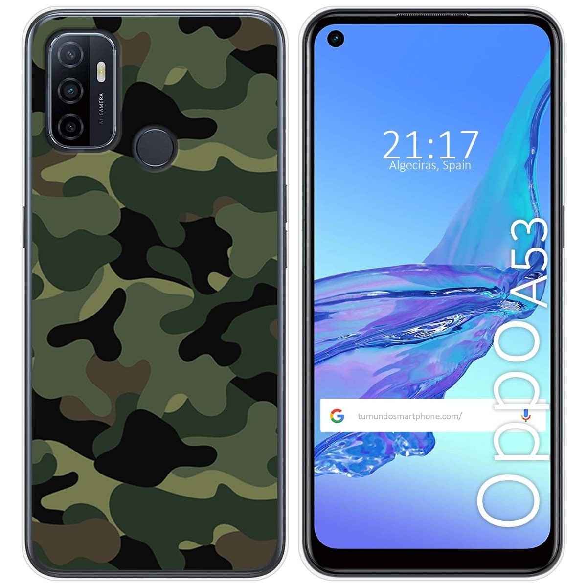 Tumundosmartphone Funda Gel Tpu para Oppo A53 / A53s diseño Camuflaje Dibujos
