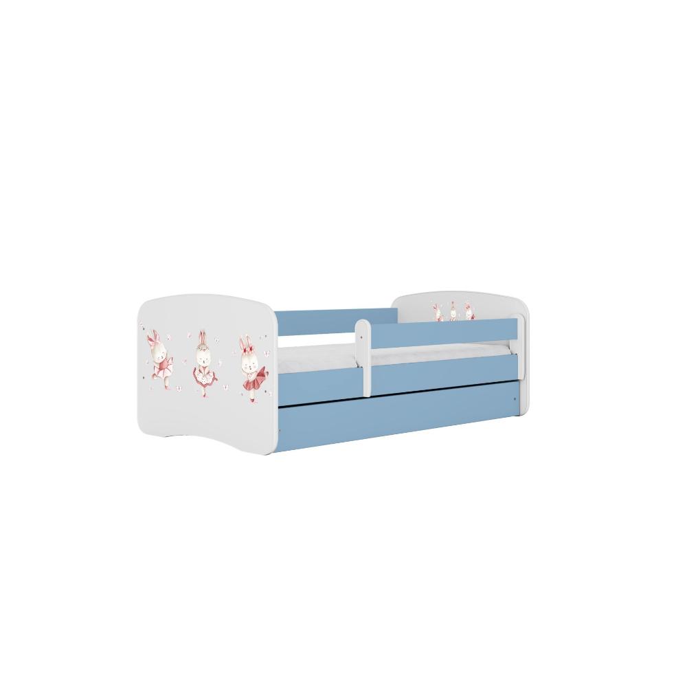 Cama 160 x 80 cm Kocot Kids com gaveta e colchão BabyDreams Dancing Bunnies Blue