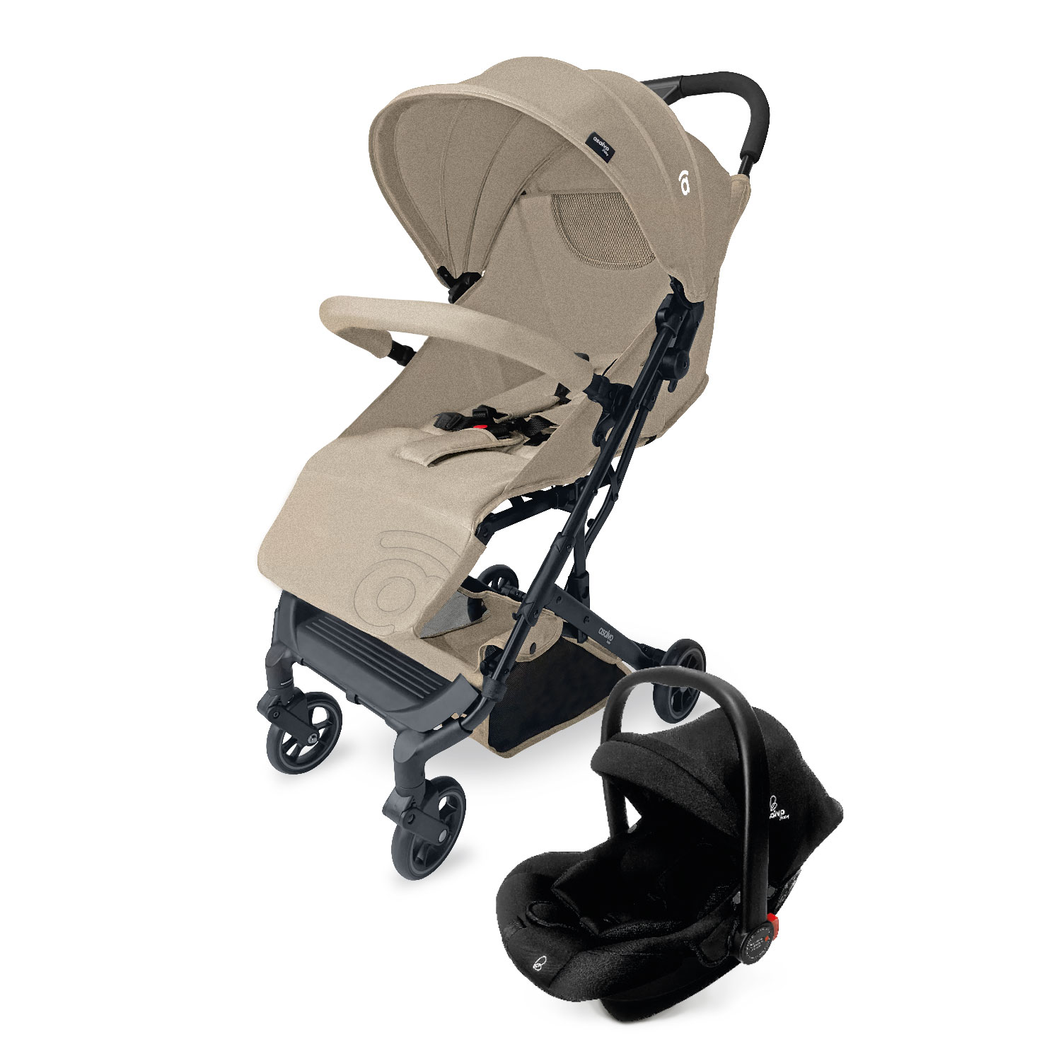 Asalvo Travel System Tumbuctu – Carrito de Bebé Multifuncional con Silla de Auto Grupo 0+, Reclinable, Ultraligero y Plegado Compacto