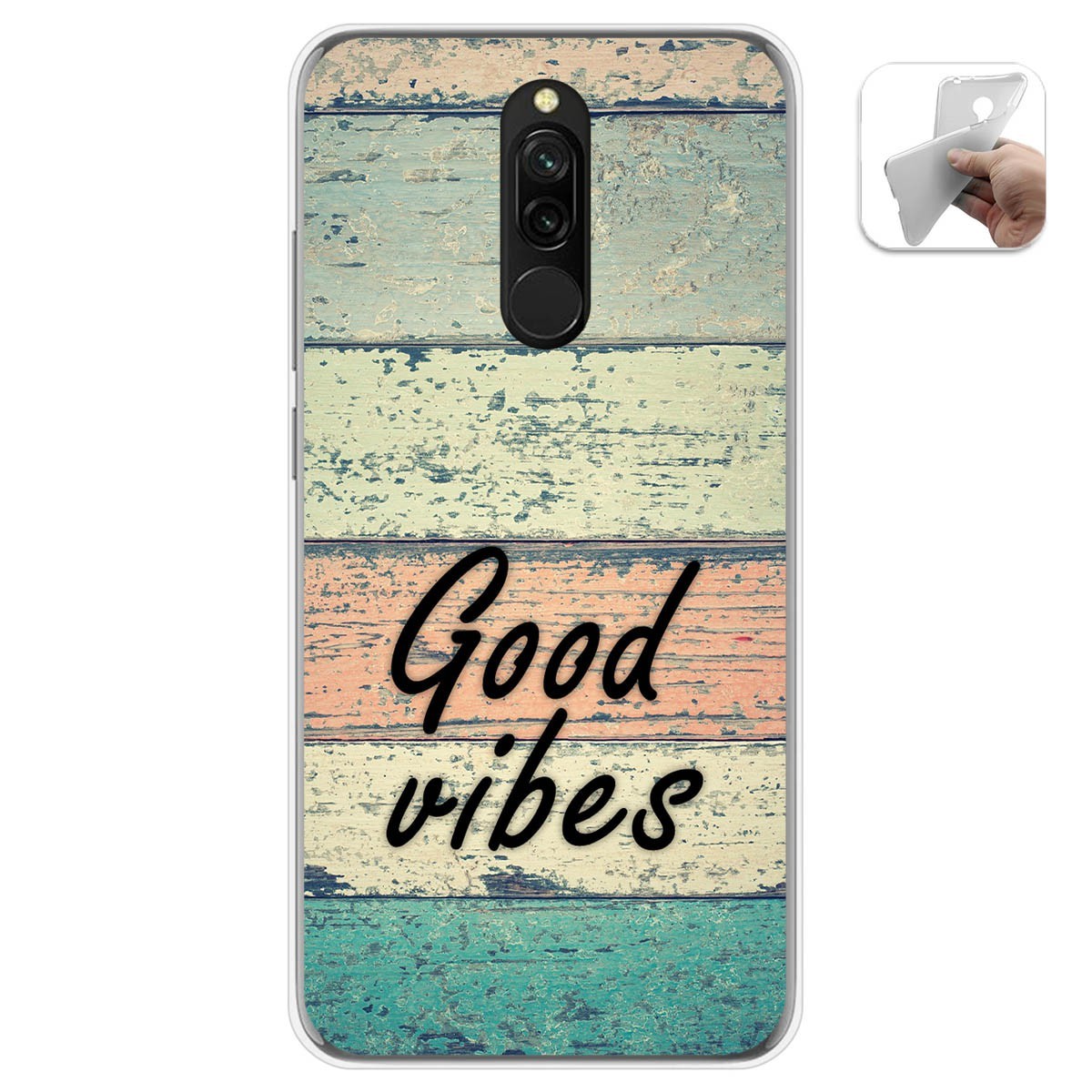 Tumundosmartphone Funda Gel Tpu para Xiaomi Redmi 8 diseño Madera 01 Dibujos