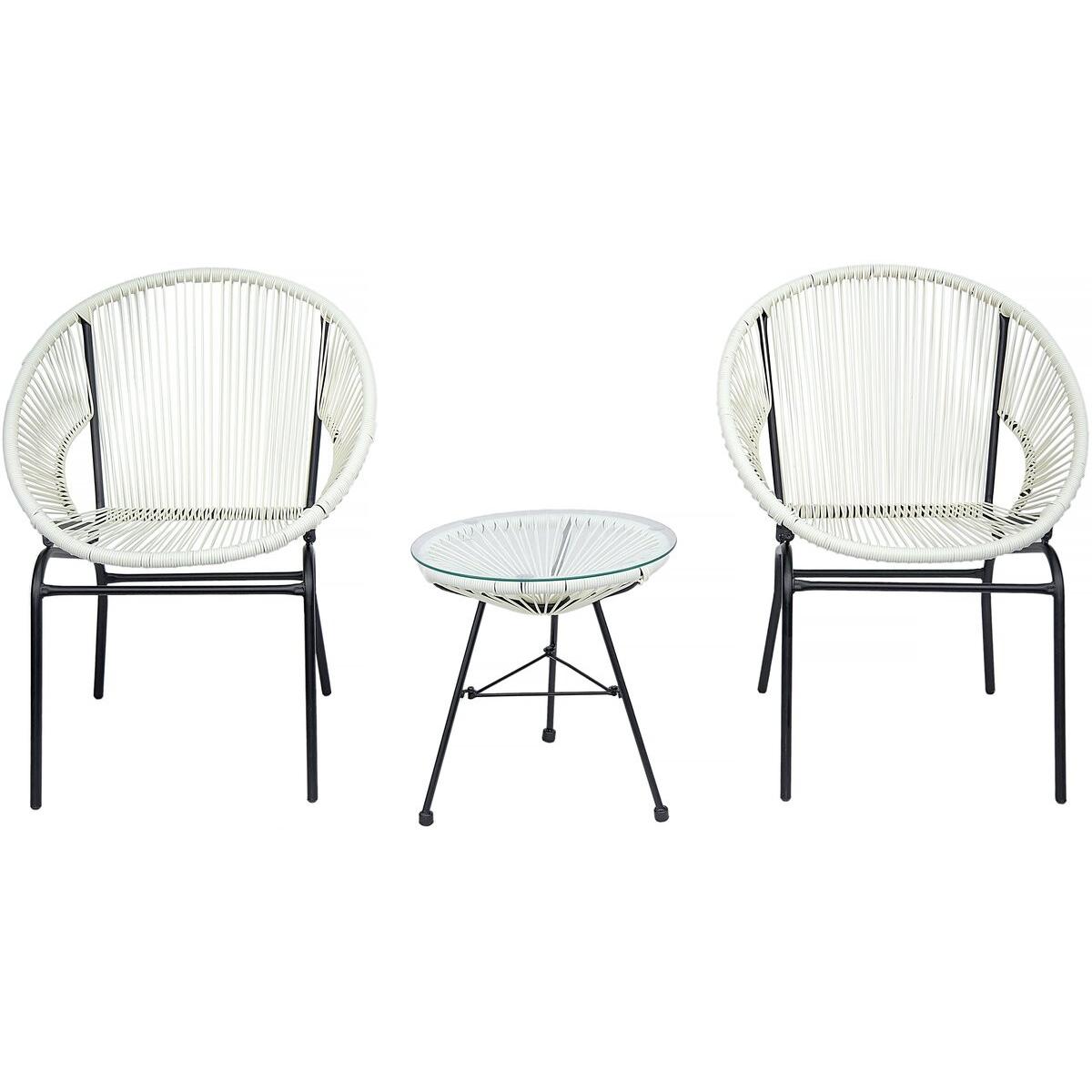 Habitat y Jardin - Conjunto de muebles de jardín Acapulco "Poli" - 2 plazas - Blanco