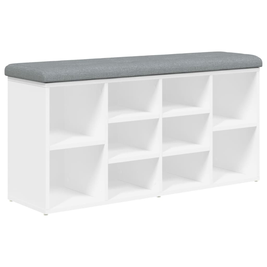 vidaXL Banco zapatero madera de ingeniería blanco 102x32x50 cm