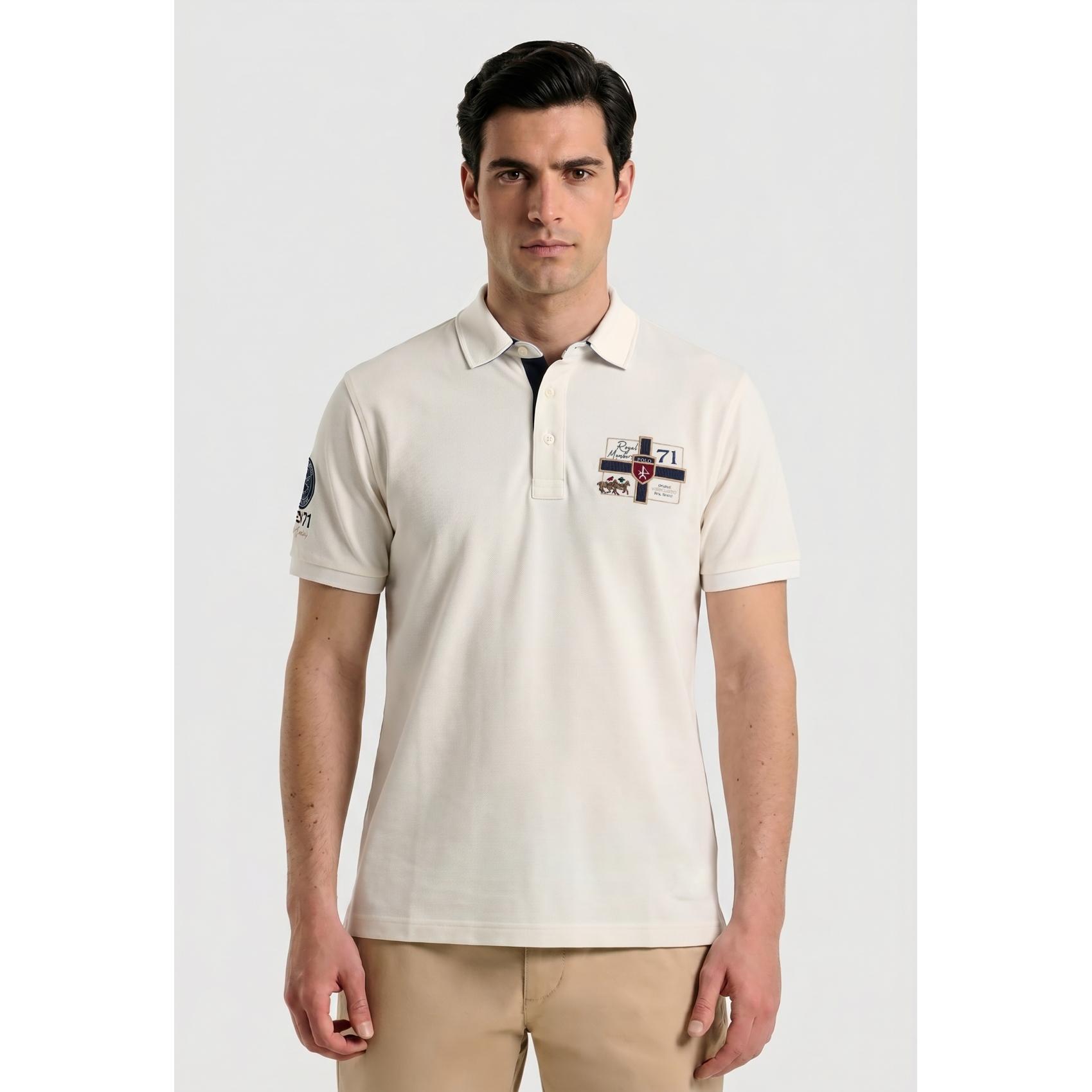 Polo Valecuatro bordado Player blanco roto