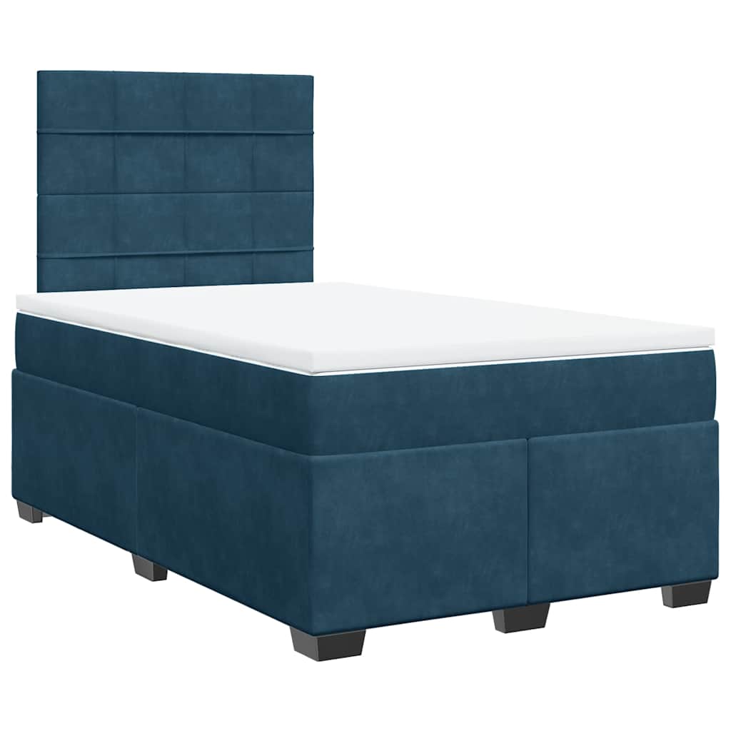 vidaXL Cama box spring con colchón terciopelo azul 120x190 cm
