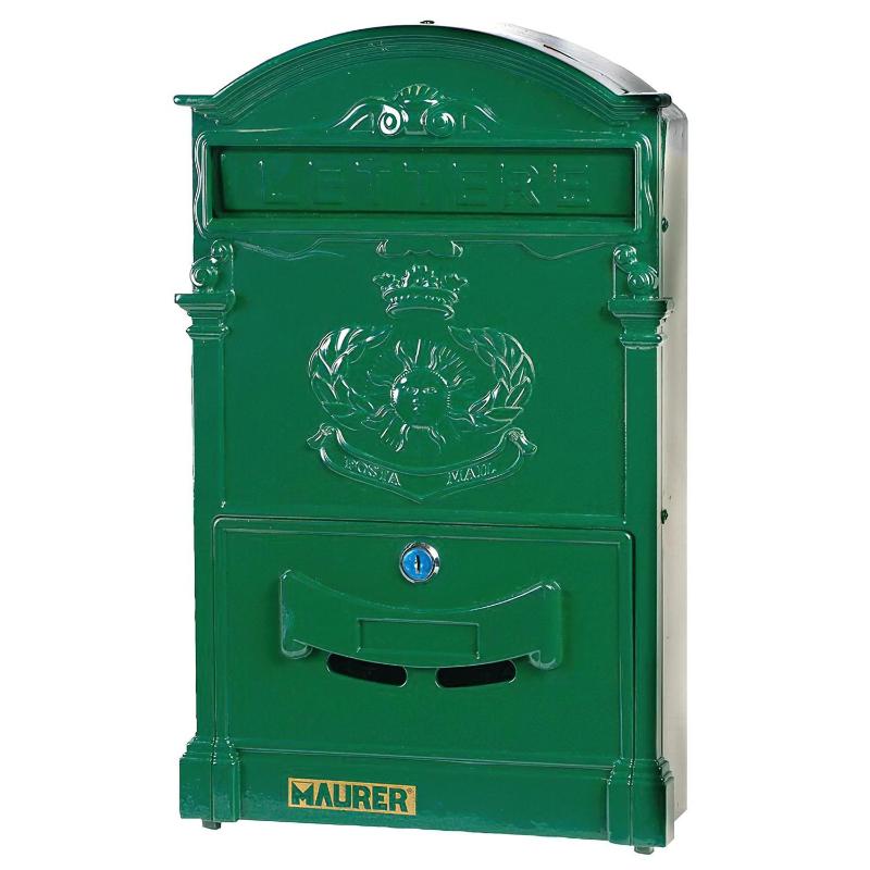 Buzón maurer jardín aluminio fundido verde 41 x 26 x 8 cm.
