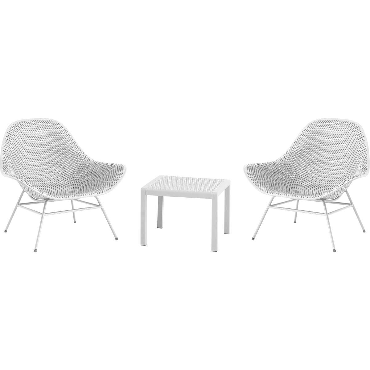 Habitat y Jardin - Lote de 2 sillones de jardín "Soléna" con mesa baja - Blanco