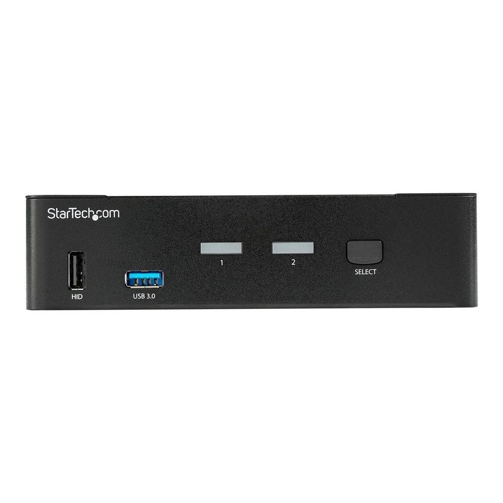 StarTech - Conmutador KVM DisplayPort de 2 puertos SV231DPU34K con hub USB 3.0, soporte 4K@60Hz y passthrough MST para múltiples pantallas