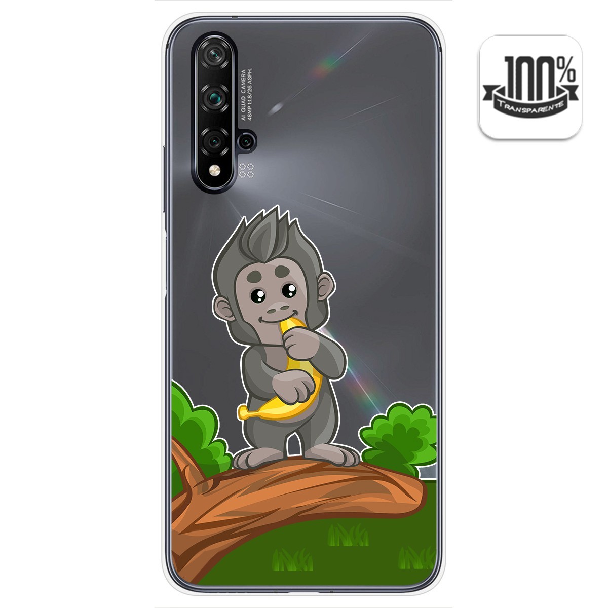 Tumundosmartphone Funda Gel Transparente para Huawei Nova 5T / Honor 20 diseño Mono Dibujos