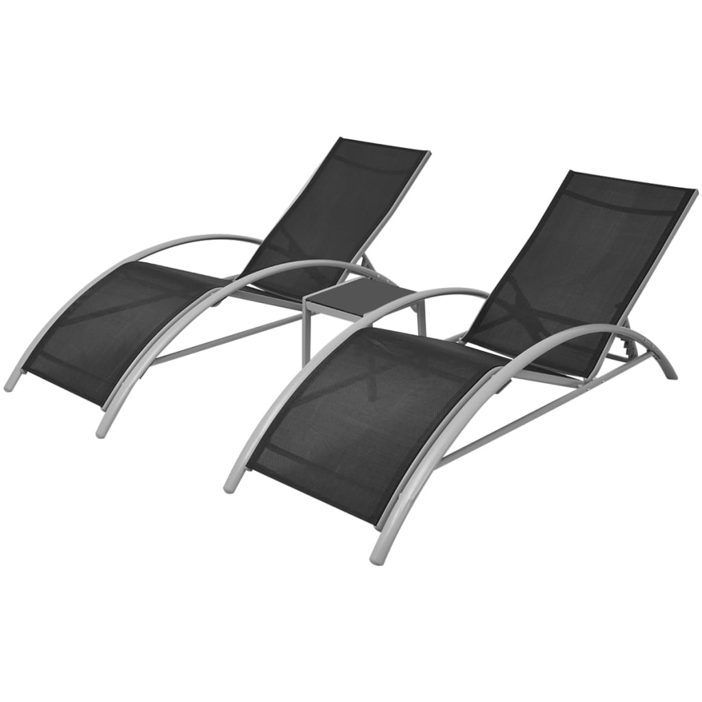 Vidaxl Tumbonas con Mesita de Aluminio para Exterior