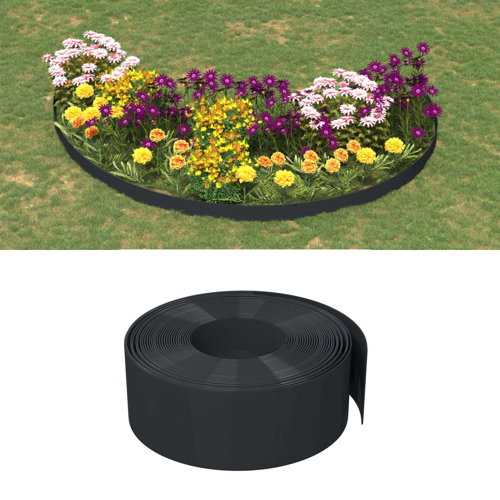 vidaXL Borduras de jardín 3 uds polietileno 10 m 20 cm Color Gris,  Marrón,  Negro y mas