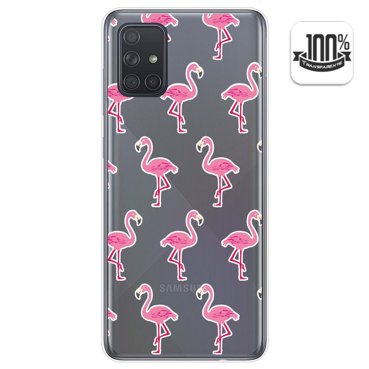Tumundosmartphone Funda Gel Transparente para Samsung Galaxy A71 5G diseño Flamenco Dibujos