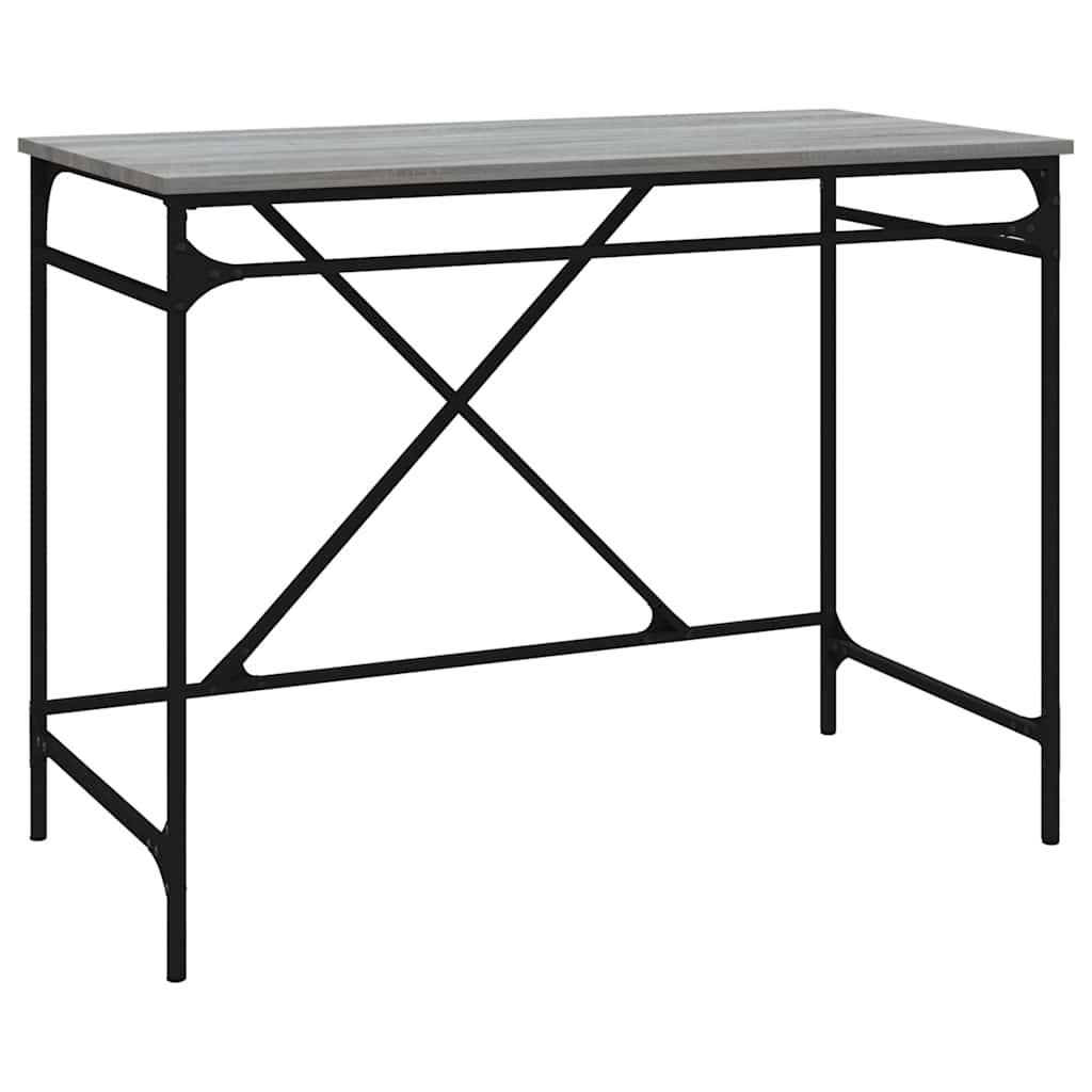 vidaXL Escritorio hierro madera contrachapada gris Sonoma 100x50x75 cm