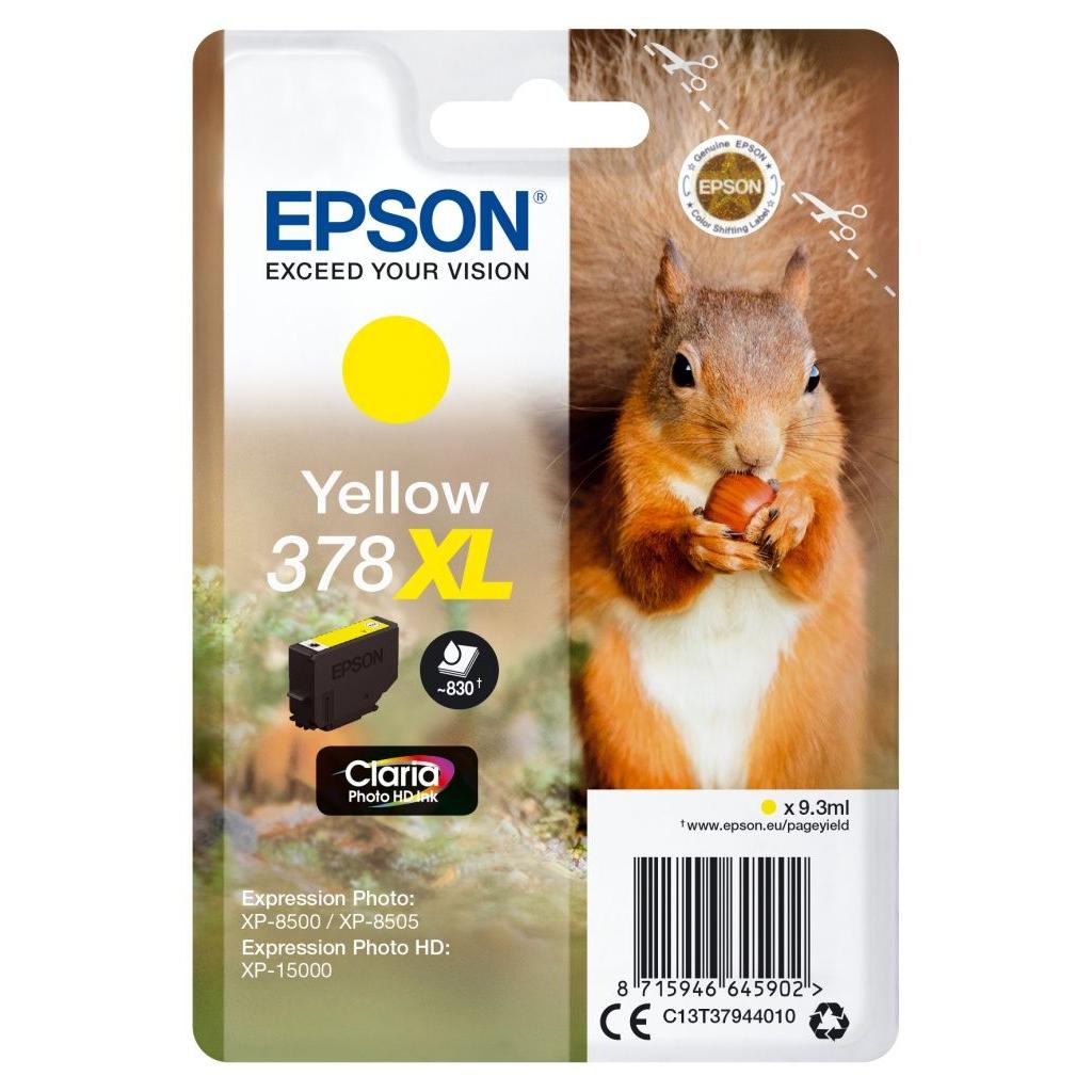 Epson - Cartucho de tinta C13T37944010 amarillo 378XL Claria Photo HD para impresoras Epson, resistente al agua y decoloración