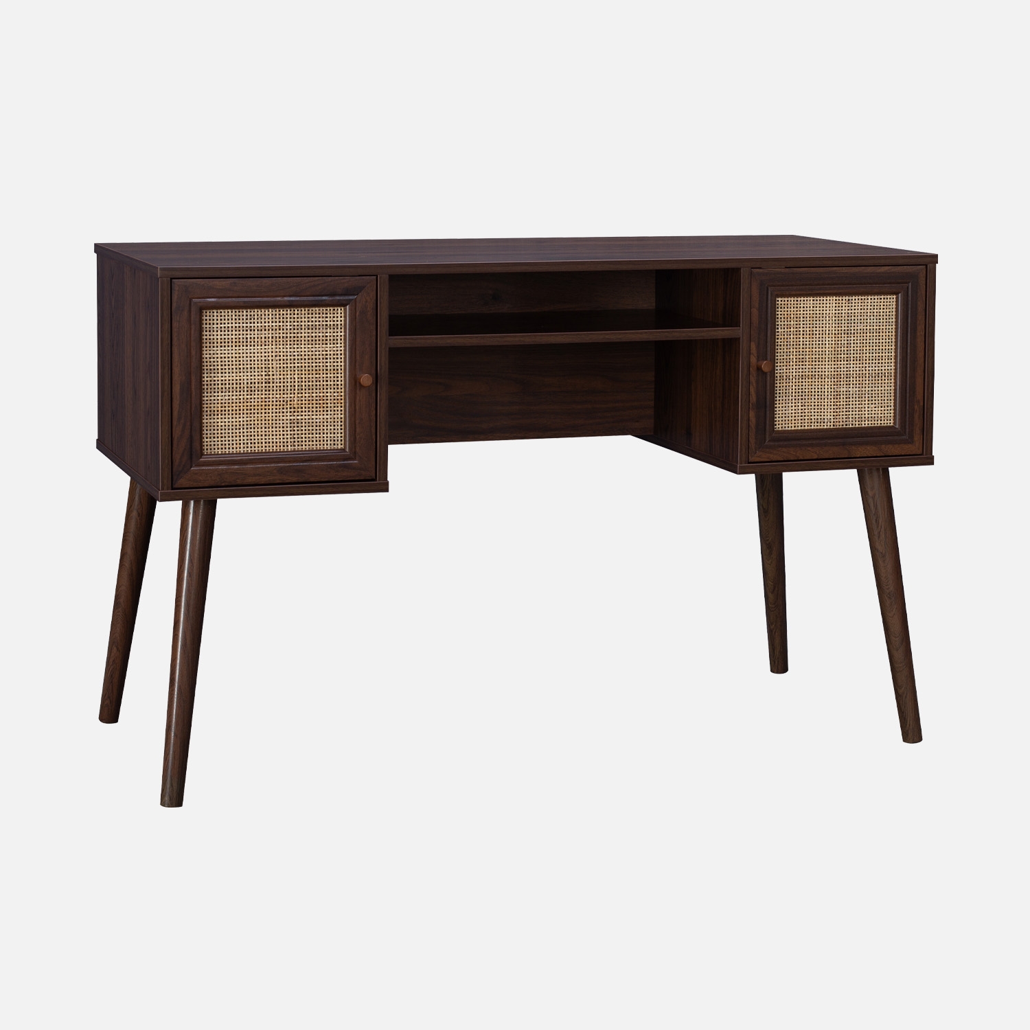 sweeek - Escritorio decoración madera con 2 puertas , Boheme , 120x55x76