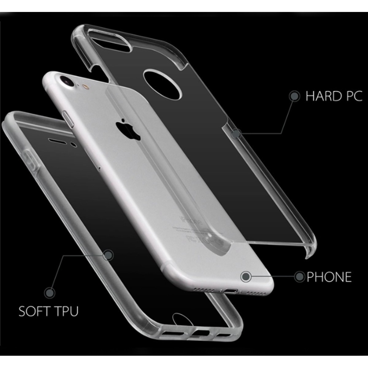 Tumundosmartphone Funda Completa Transparente Pc + Tpu Full Body 360 para Huawei Y7 2019