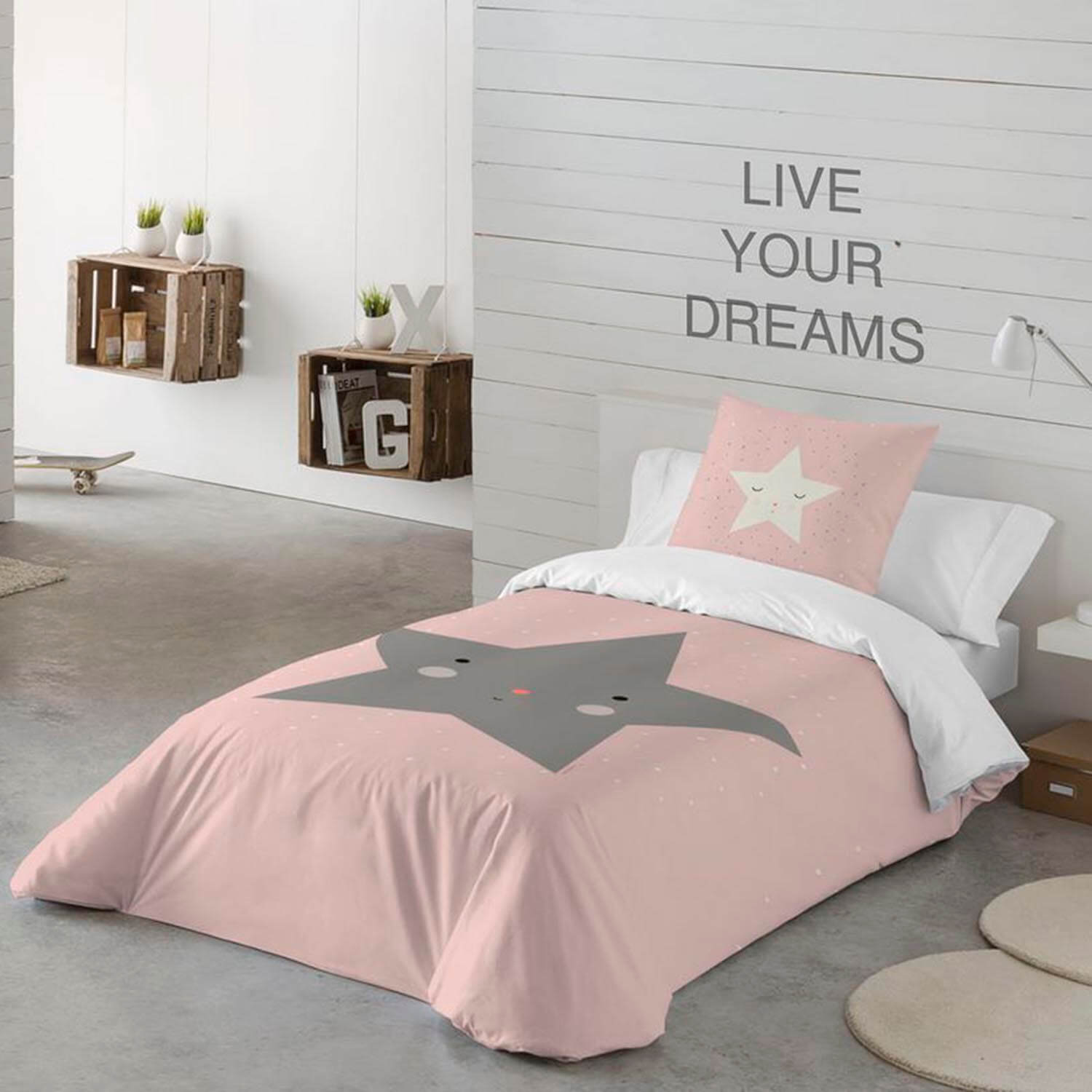 HACIENDO EL INDIO - Funda Nórdica Infantil Estampada 100% Algodón Extrasuave - Juego de 2 Piezas Funda de Edredón y 1 Funda de Almohada - Cama 90/105 cm - Sin Relleno - Fabricada en España
