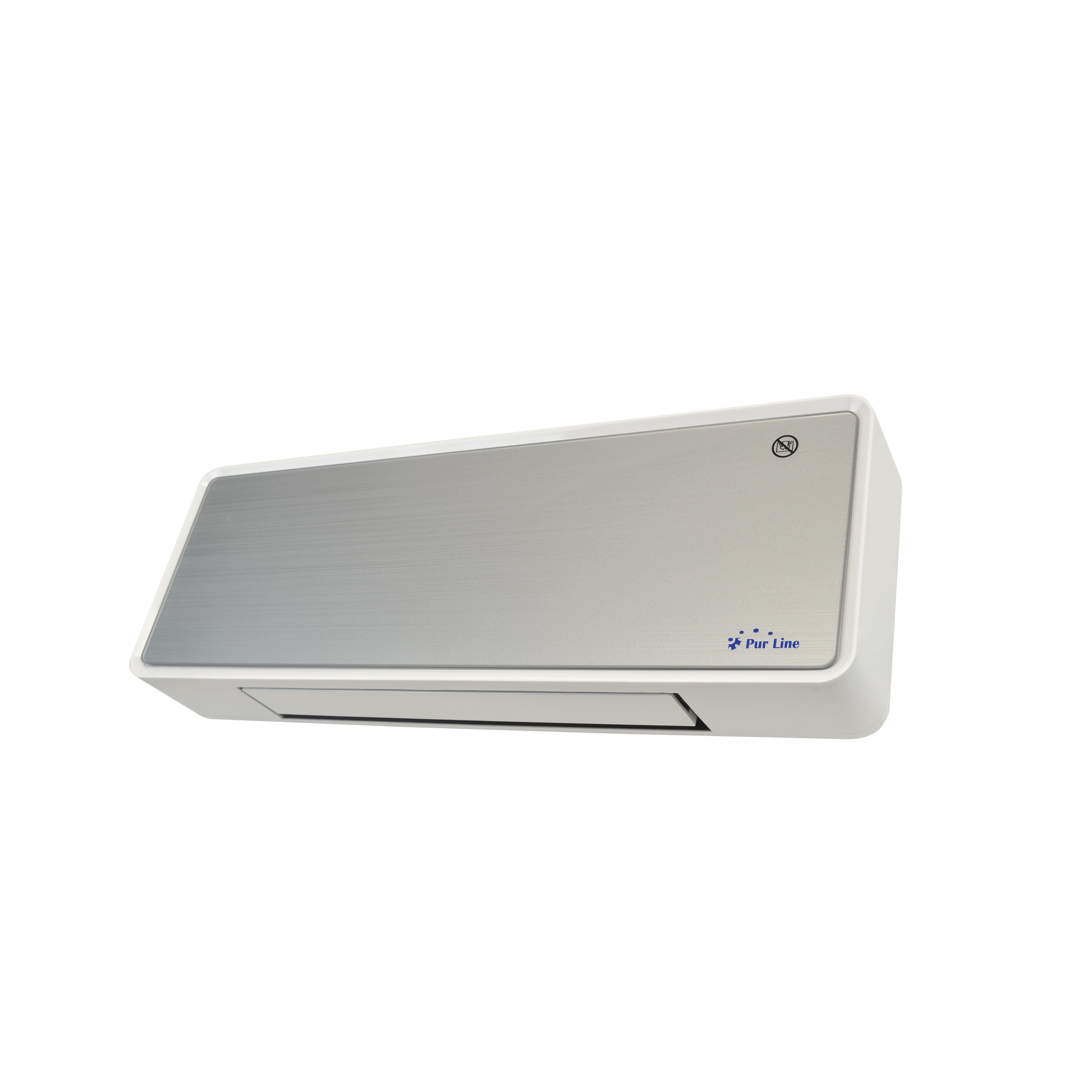 Calefactor Cerámico mural 2000 W frontal de cristal plateado mando a distancia y temporizador Purline HOTI M80