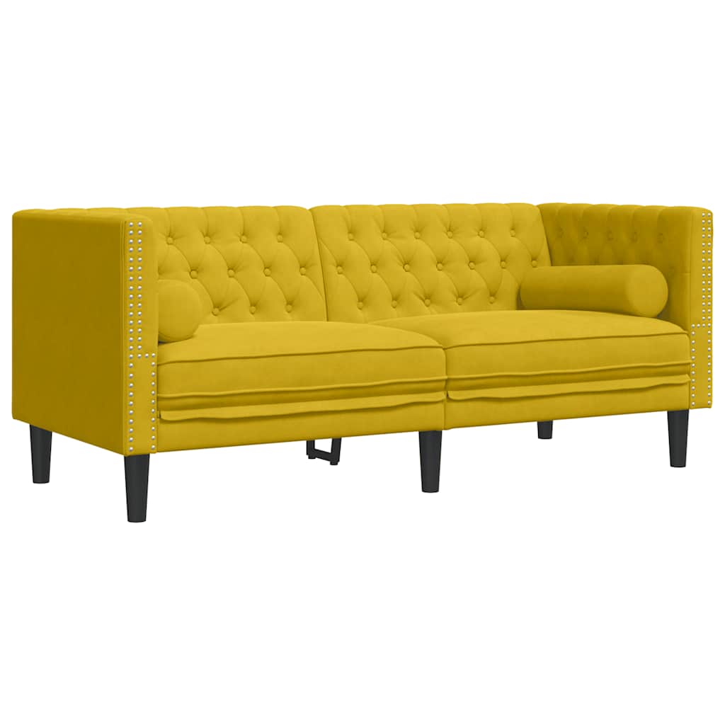 vidaXL Sofá Chesterfield 2 plazas con cojines terciopelo amarillo