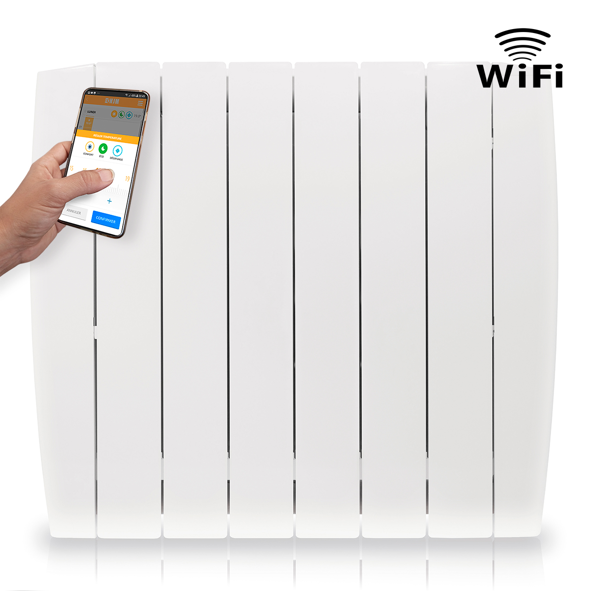 Emisor Fluido WiFi DIRECT de Bajo Consumo INDALS1000 WIFI (1000W) HJM - Sin Smartbox - Programable - ALEXA y GOOGLE
