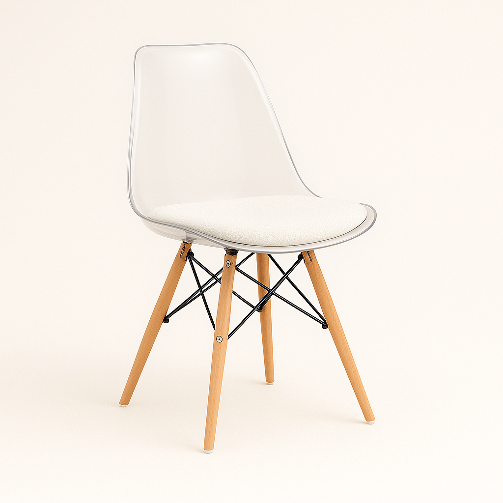 ORION91 Silla ATRIA Color (VARIOS COLORES) blanco Acolchado Piel Sintética y Patas Haya 49x84x52,5cm Comedor Oficina Salón Telet