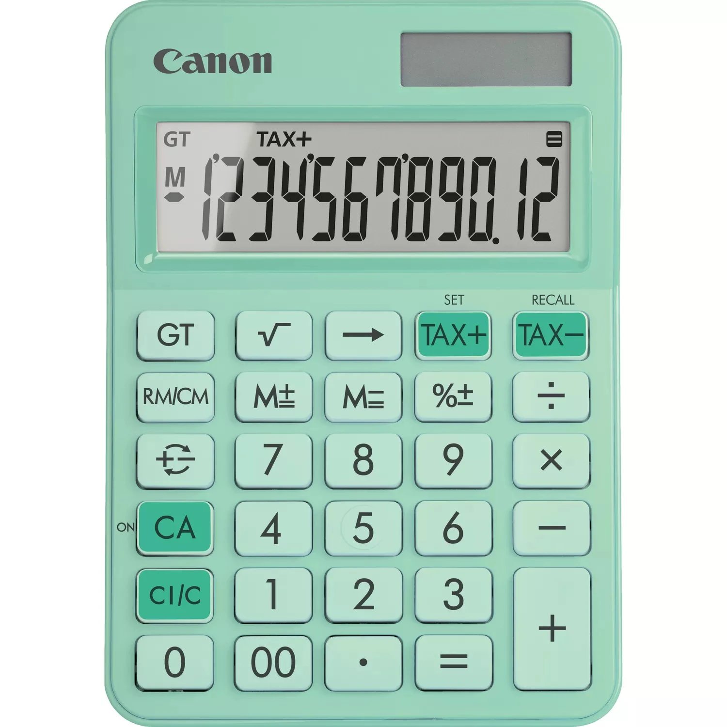 Canon - Calculadora de sobremesa LS-125KB con pantalla LCD de 12 dígitos, alimentación solar y batería, verde, para oficina y contabilidad
