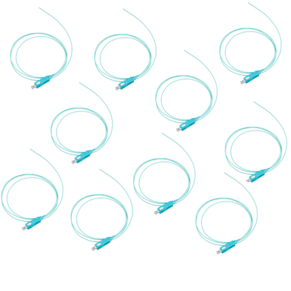 Pigtail Fibra óptica bolsa 10 unidades. Multimodo OM3 Conector SC . Rabillo Fibra óptica. TRICOM