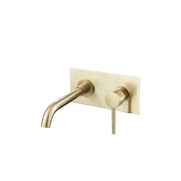 VALAZ Jucar Grifo de lavabo empotrado monomando fabricado en latón de color dorado cepillado