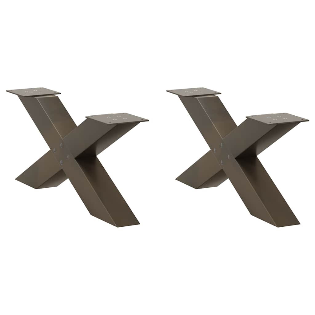 vidaXL Patas para mesa de centro en forma de X (2 unidades) 70 x (30-31) cm, acero