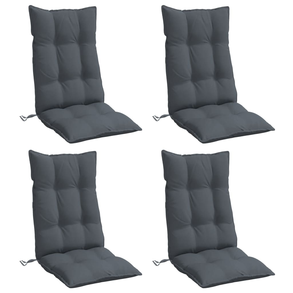 vidaXL Cojines de silla respaldo alto 4 uds tela Oxford gris antracita