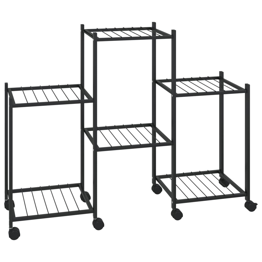 vidaXL Soporte para Flores Hierro Negro Estantería Altas Soporte Modelo Con rueda, Sin rueda