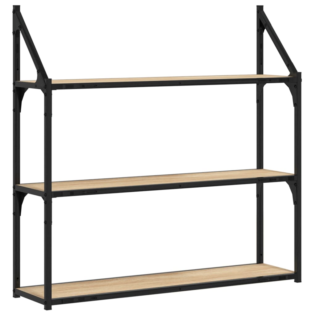 Vidaxl Estantería Pared 3 Niveles Madera Ingeniería 80x21x78,5cm Negro