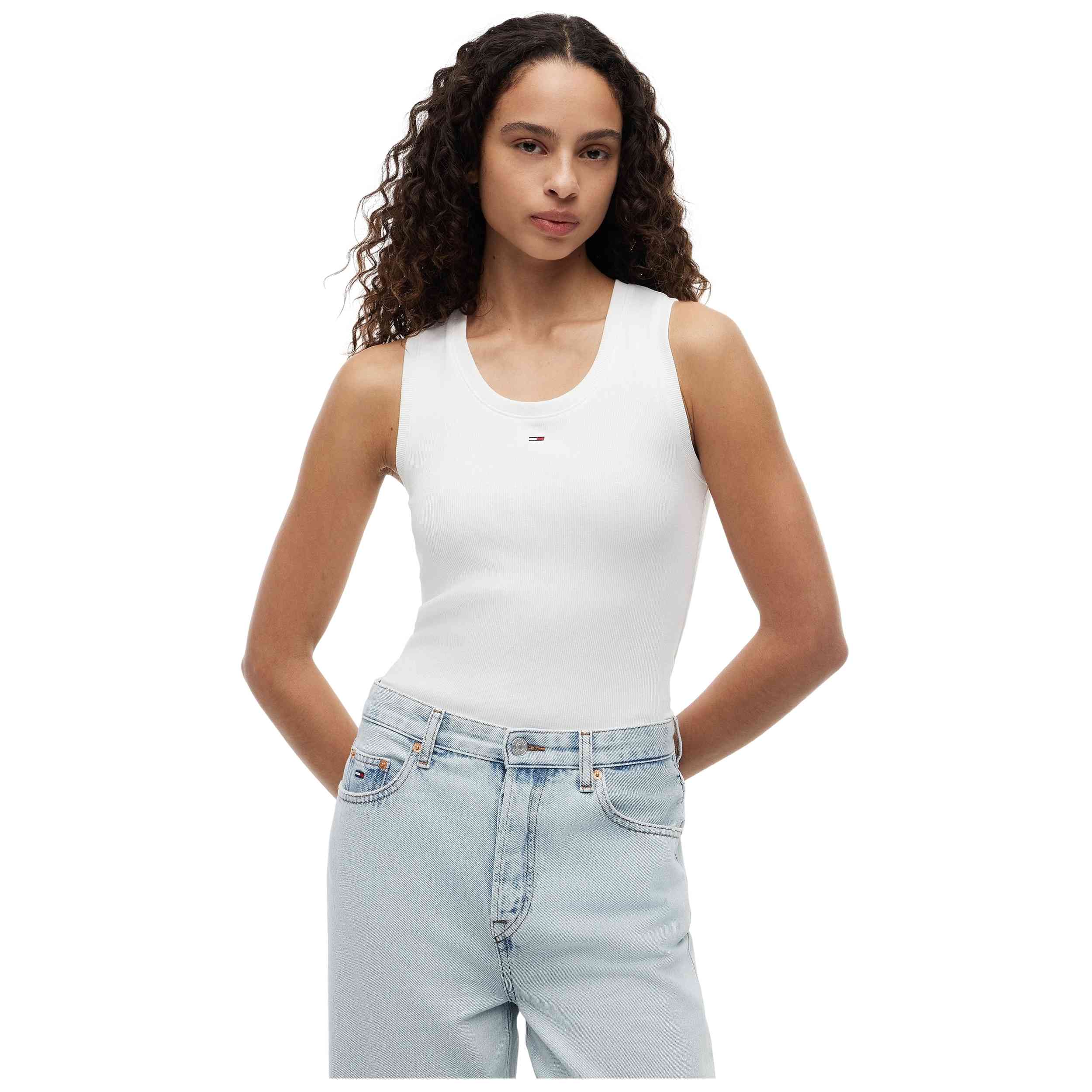 Camiseta De Tirantes Tommy Hilfiger modelo TJW ESSENTIAL RIB TANK EXT para Mujer en color Blanco