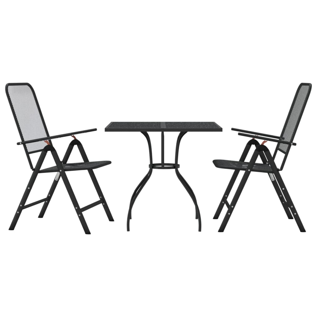 vidaXL Juego de comedor de jardín 3 pzas malla metálica gris antracita
