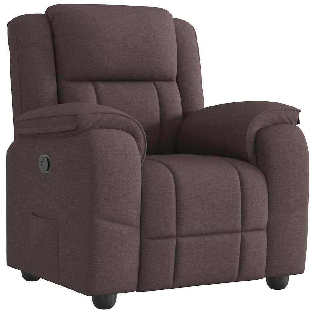 vidaXL Sillón reclinable de tela marrón oscuro
