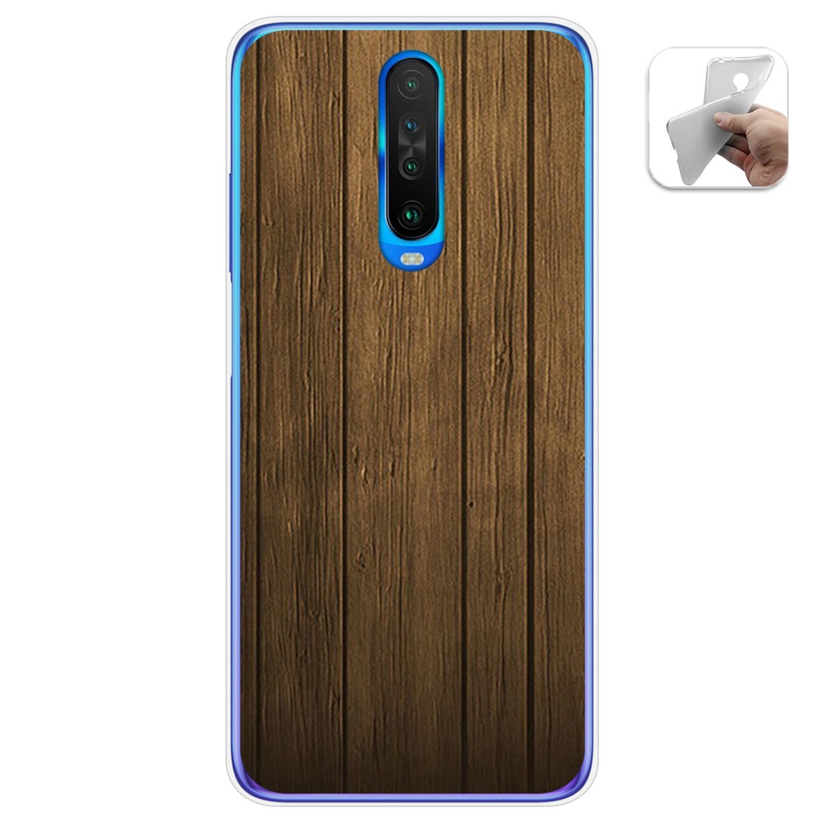 Tumundosmartphone Funda Gel Tpu para Xiaomi Pocophone POCO X2 diseño Madera Dibujos