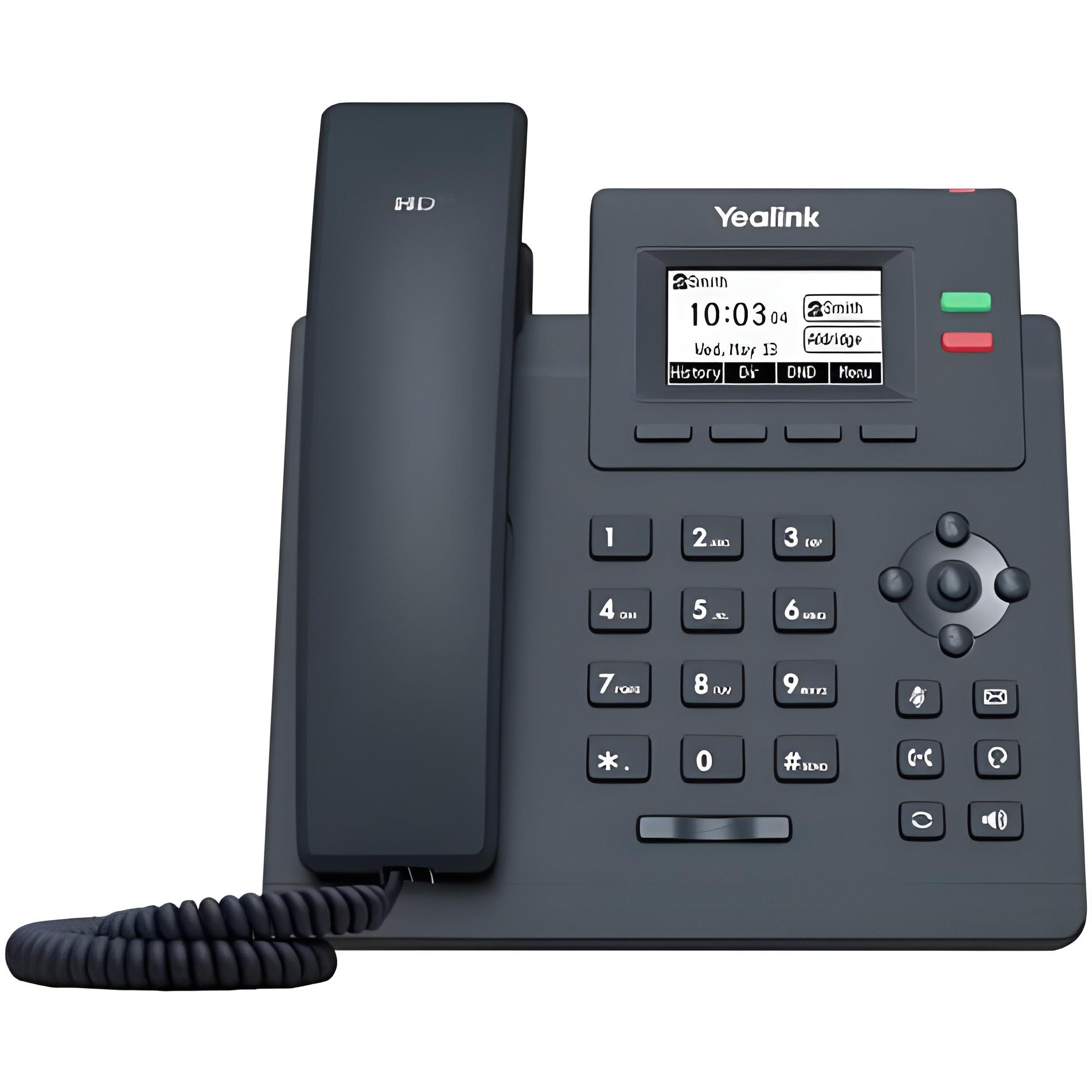 Yealink SIP-T31P Teléfono IP con Pantalla Gráfica de 2,3 Pulgadas y 2 Cuentas SIP