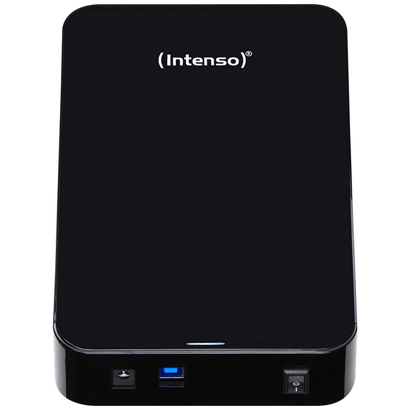 Intenso Memory Center 8TB External Hard Drive, 3.5" USB 3.0, black, features up to 85 MB/s read speed and 75 MB/s write speed, includes power supply and USB 3.0 cable, ideal for data storage and transfer.