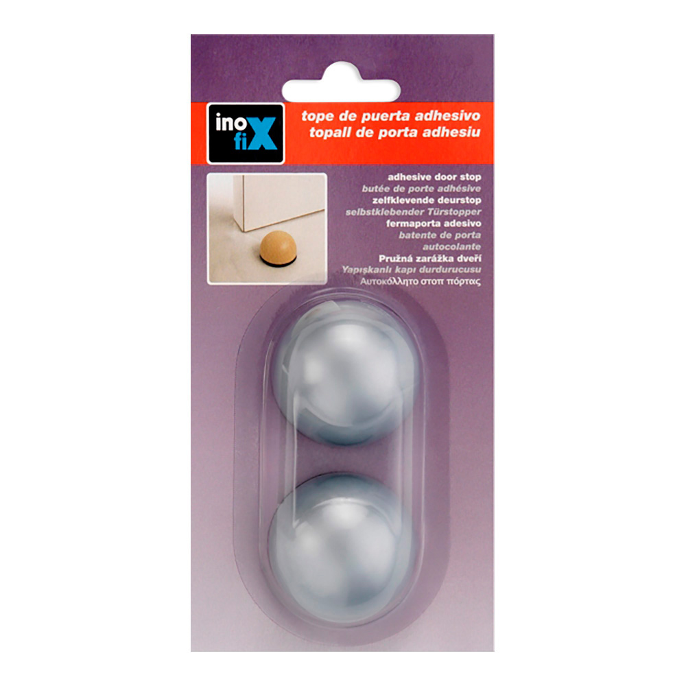 tope adhesivo flexible gris metalizado (blister 2 unid.) inofix