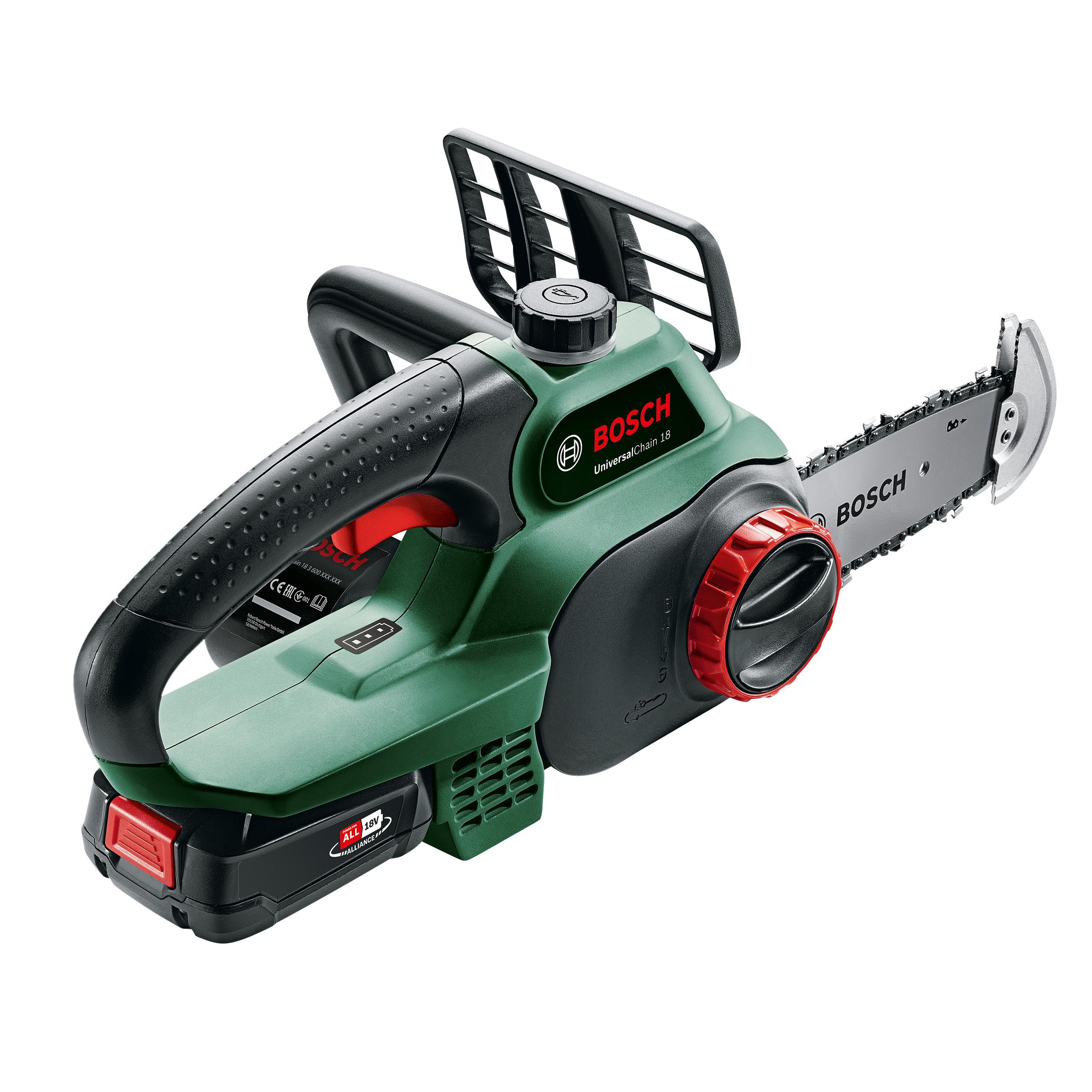 rra de Cadena a Batería - UniversalChain 18 - 18V POWER FOR ALL, Espada de 20cm, 1 Batería 2,5Ah, Cargador, revistimiento de cadena, aceite para motosierra 80ml